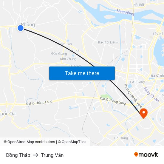 Đồng Tháp to Trung Văn map