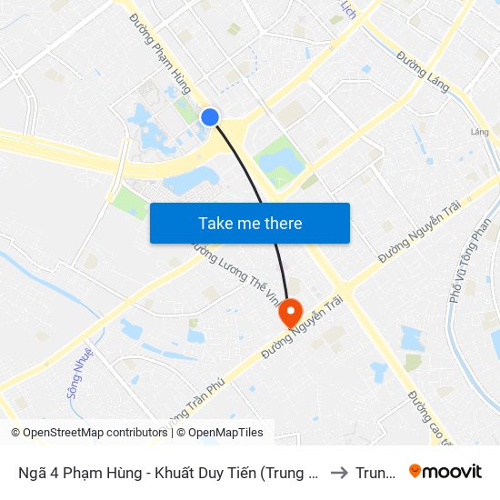 Ngã 4 Phạm Hùng - Khuất Duy Tiến (Trung Tâm Hội Nghị Quốc Gia) to Trung Văn map