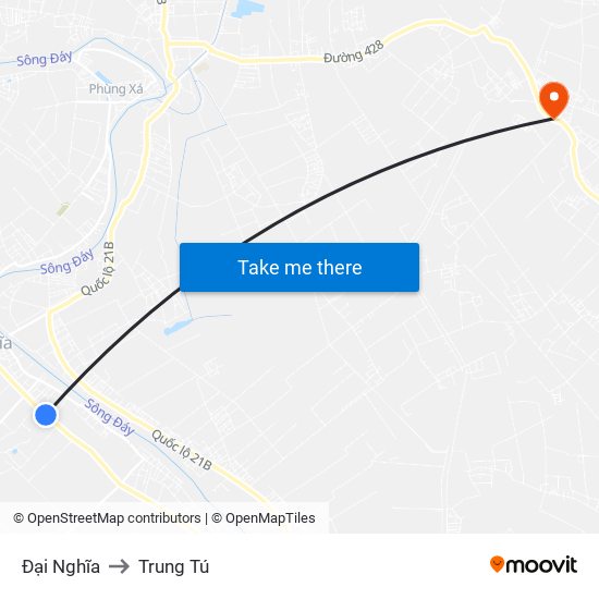 Đại Nghĩa to Trung Tú map