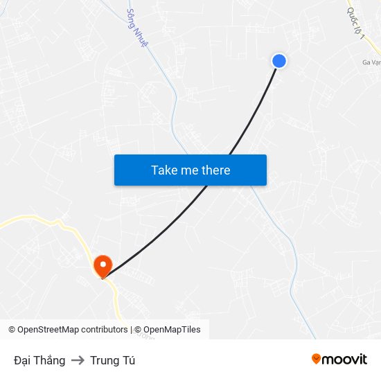 Đại Thắng to Trung Tú map