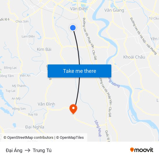 Đại Áng to Trung Tú map