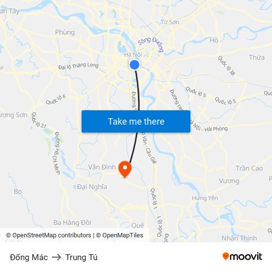 Đống Mác to Trung Tú map