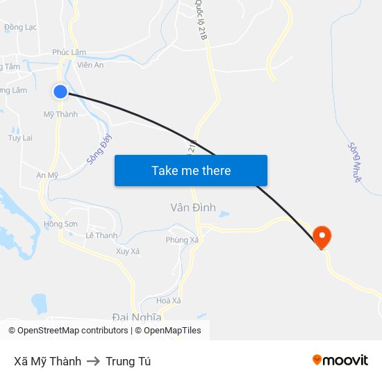 Xã Mỹ Thành to Trung Tú map