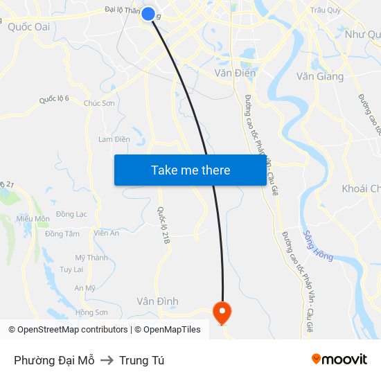 Phường Đại Mỗ to Trung Tú map