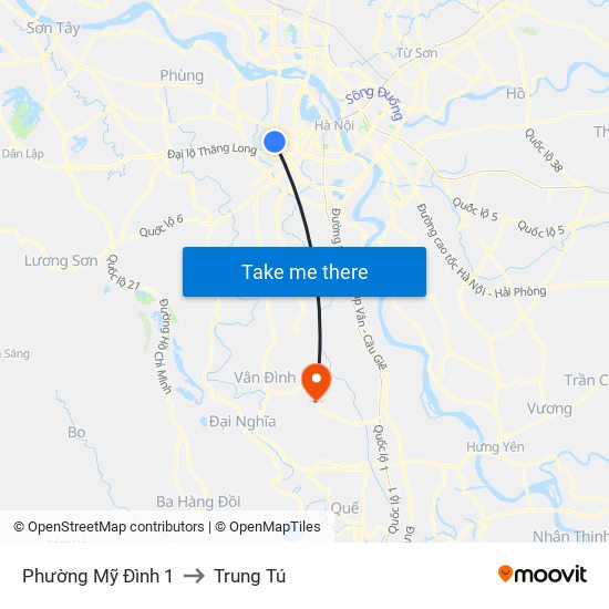 Phường Mỹ Đình 1 to Trung Tú map