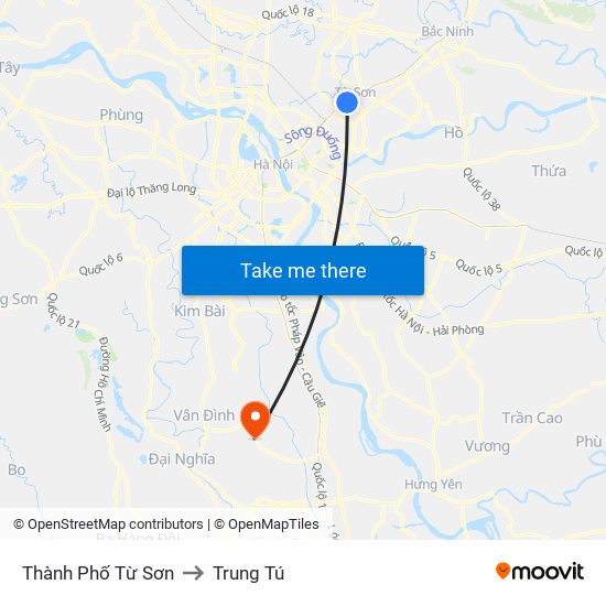 Thành Phố Từ Sơn to Trung Tú map