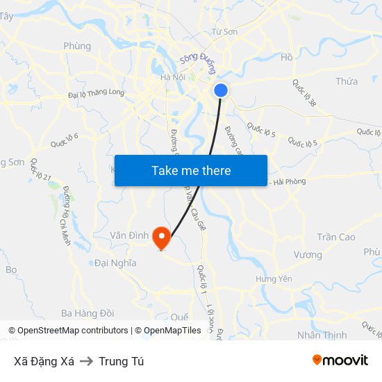 Xã Đặng Xá to Trung Tú map