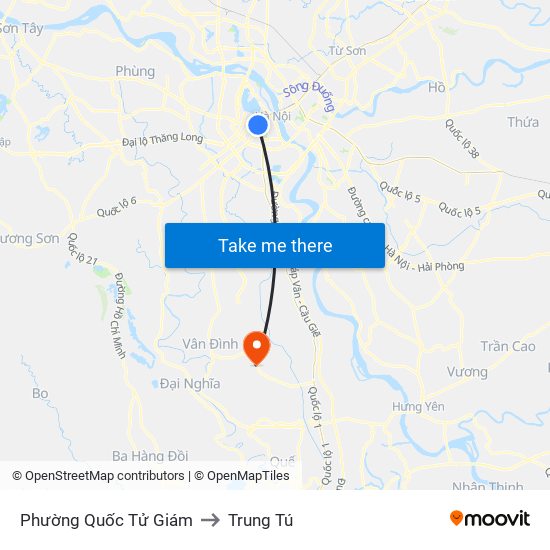 Phường Quốc Tử Giám to Trung Tú map