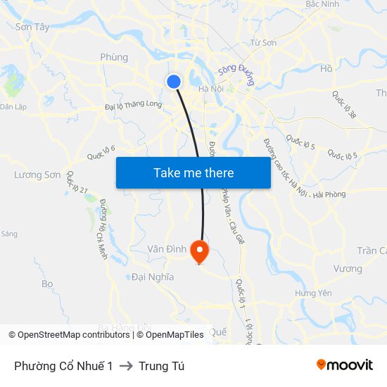 Phường Cổ Nhuế 1 to Trung Tú map