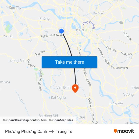 Phường Phương Canh to Trung Tú map