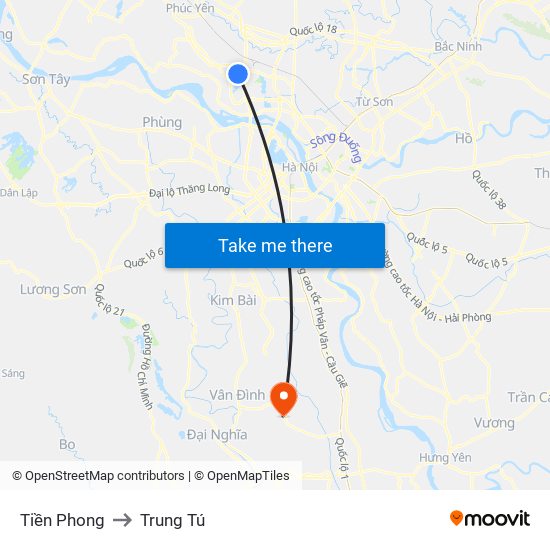 Tiền Phong to Trung Tú map