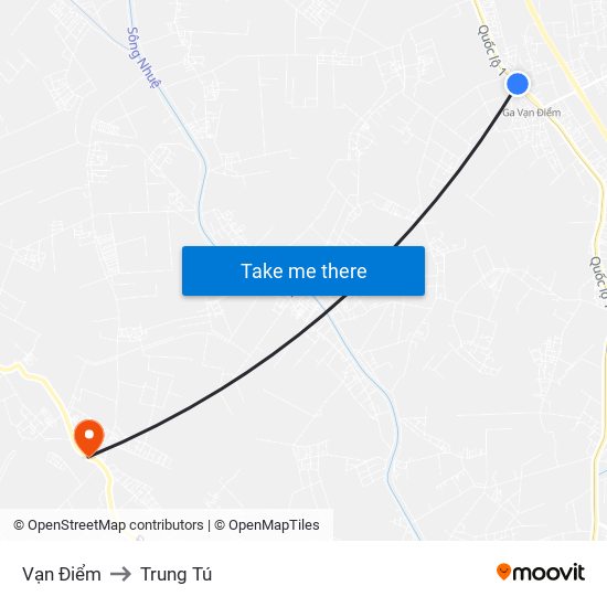 Vạn Điểm to Trung Tú map