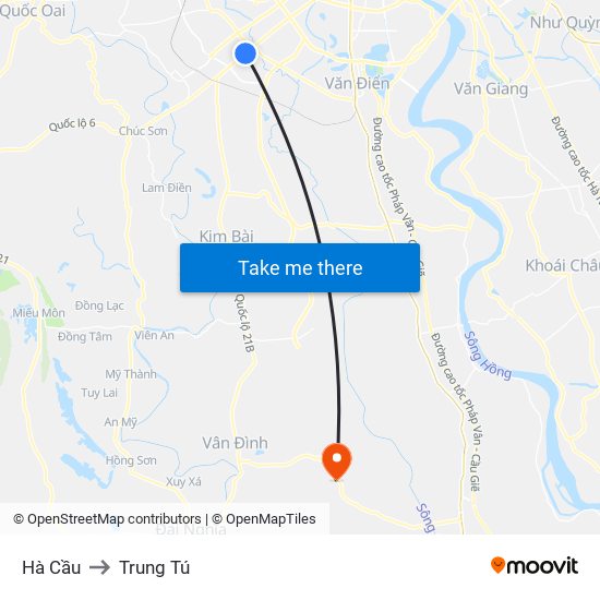 Hà Cầu to Trung Tú map