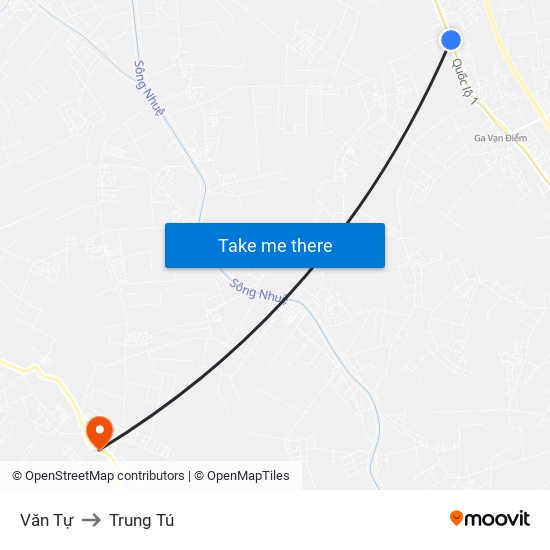 Văn Tự to Trung Tú map