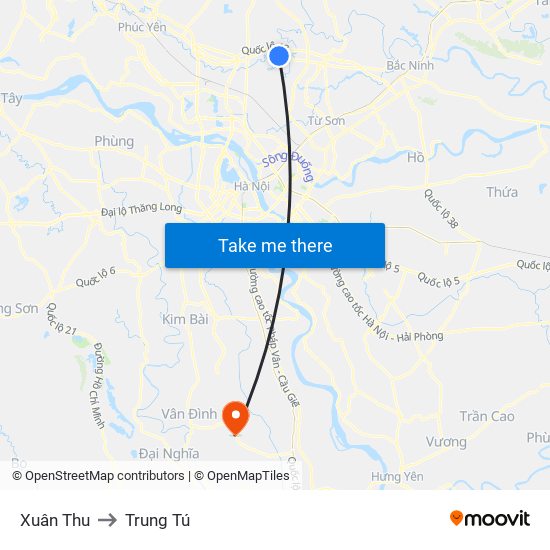 Xuân Thu to Trung Tú map