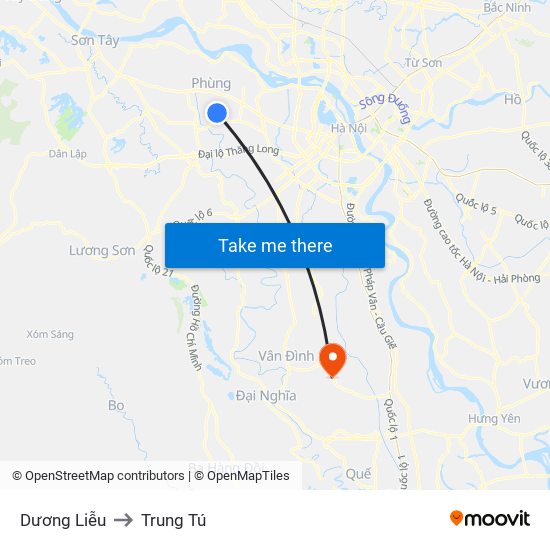Dương Liễu to Trung Tú map
