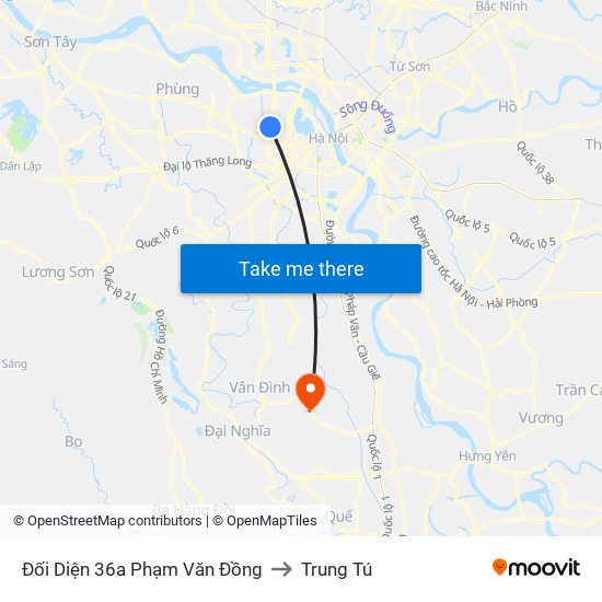 Chung Cư Greenstars- Phạm Văn Đồng to Trung Tú map