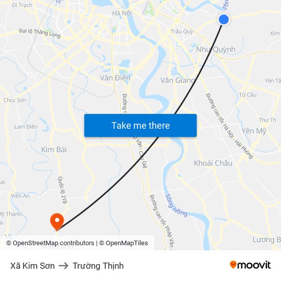 Xã Kim Sơn to Trường Thịnh map