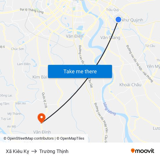 Xã Kiêu Kỵ to Trường Thịnh map