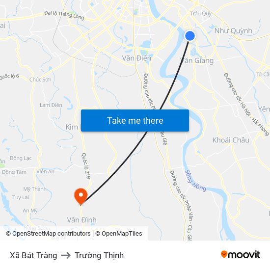 Xã Bát Tràng to Trường Thịnh map