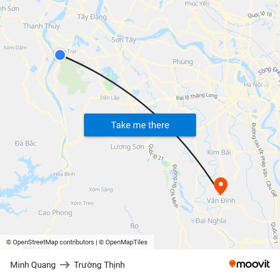 Minh Quang to Trường Thịnh map