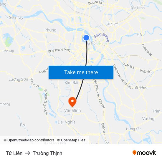 Tứ Liên to Trường Thịnh map