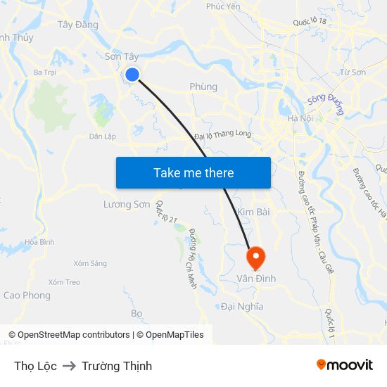 Thọ Lộc to Trường Thịnh map