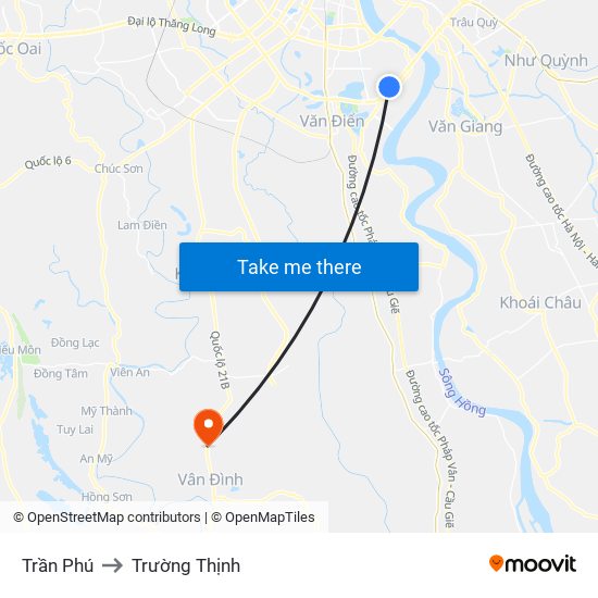 Trần Phú to Trường Thịnh map