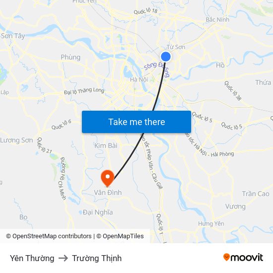 Yên Thường to Trường Thịnh map