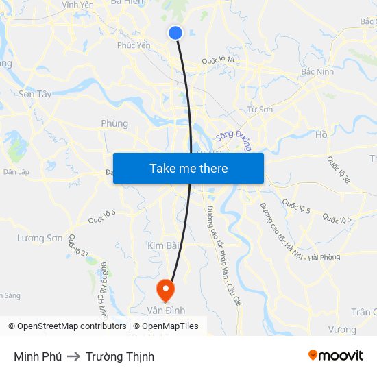 Minh Phú to Trường Thịnh map
