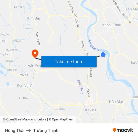 Hồng Thái to Trường Thịnh map