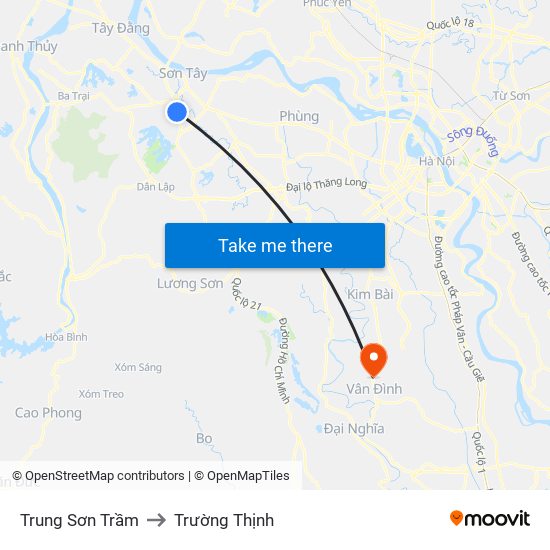 Trung Sơn Trầm to Trường Thịnh map