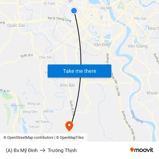 (A) Bx Mỹ Đình to Trường Thịnh map