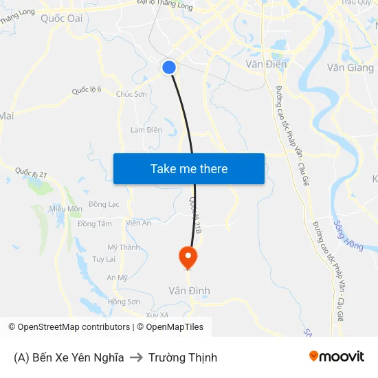 (A) Bến Xe Yên Nghĩa to Trường Thịnh map