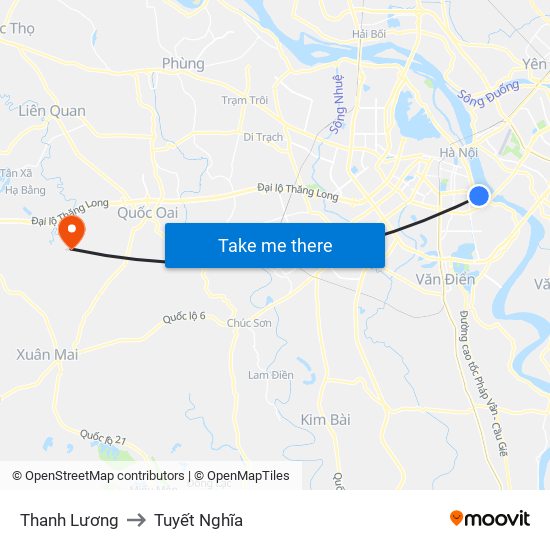 Thanh Lương to Tuyết Nghĩa map