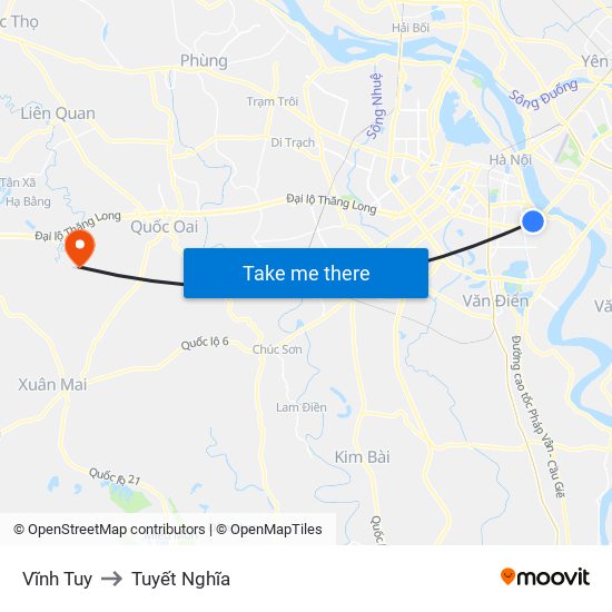 Vĩnh Tuy to Tuyết Nghĩa map