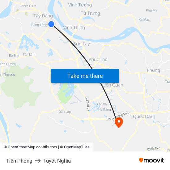 Tiên Phong to Tuyết Nghĩa map