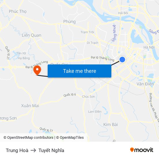 Trung Hoà to Tuyết Nghĩa map