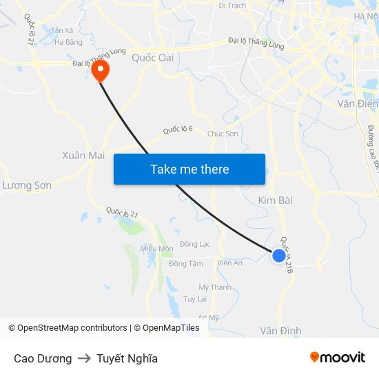 Cao Dương to Tuyết Nghĩa map