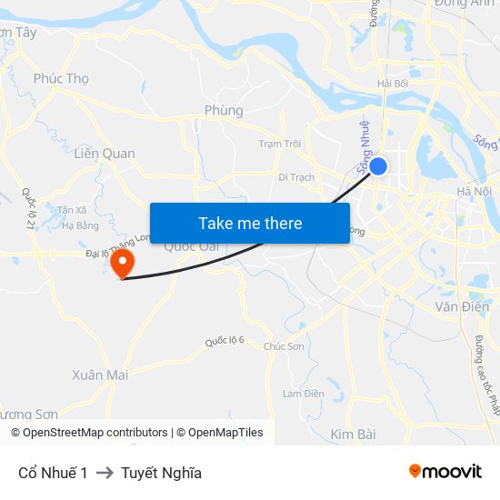 Cổ Nhuế 1 to Tuyết Nghĩa map