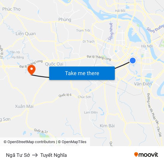 Ngã Tư Sở to Tuyết Nghĩa map