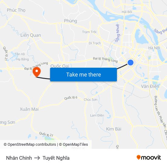 Nhân Chính to Tuyết Nghĩa map