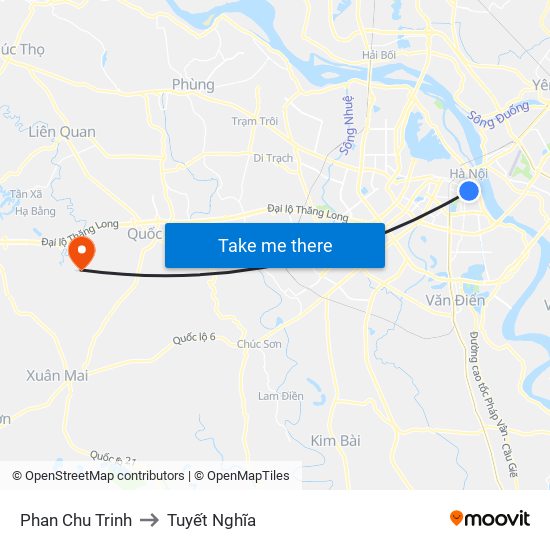 Phan Chu Trinh to Tuyết Nghĩa map