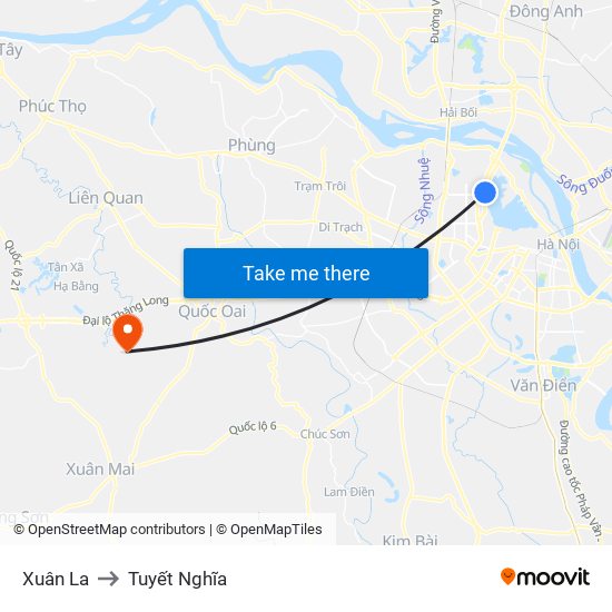 Xuân La to Tuyết Nghĩa map