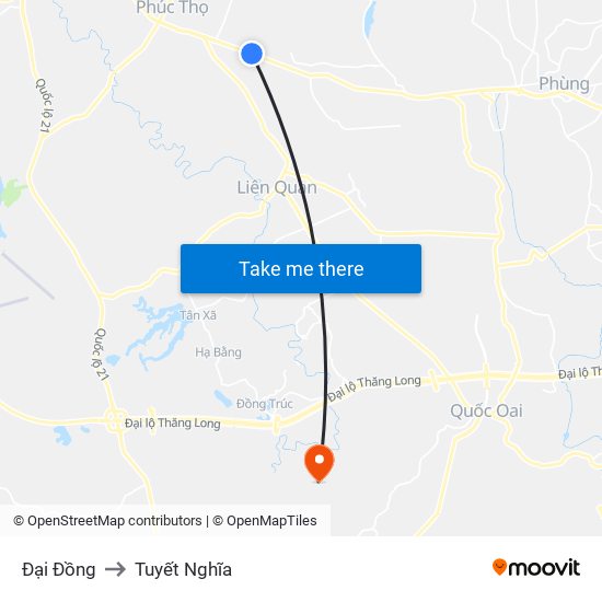 Đại Đồng to Tuyết Nghĩa map