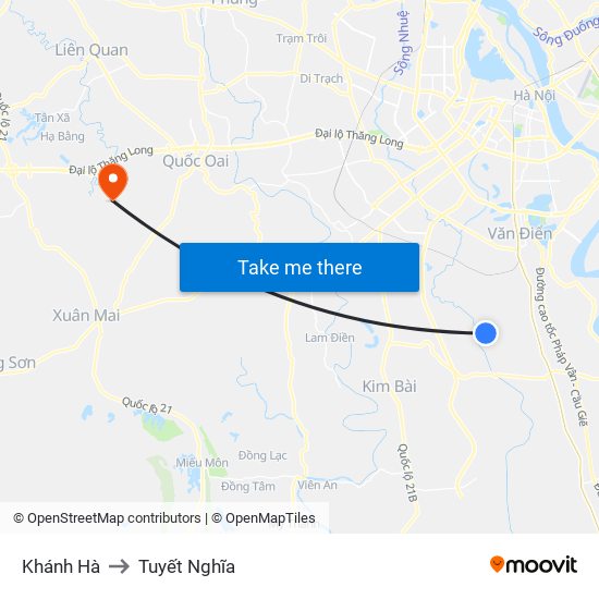 Khánh Hà to Tuyết Nghĩa map