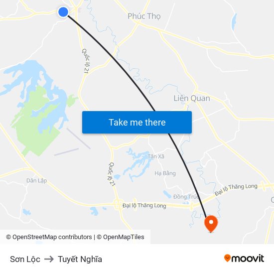 Sơn Lộc to Tuyết Nghĩa map