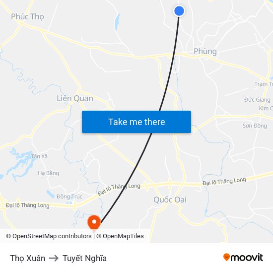 Thọ Xuân to Tuyết Nghĩa map