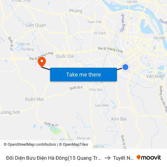 Đối Diện Bưu Điện Hà Đông(15 Quang Trung Hà Đông) to Tuyết Nghĩa map