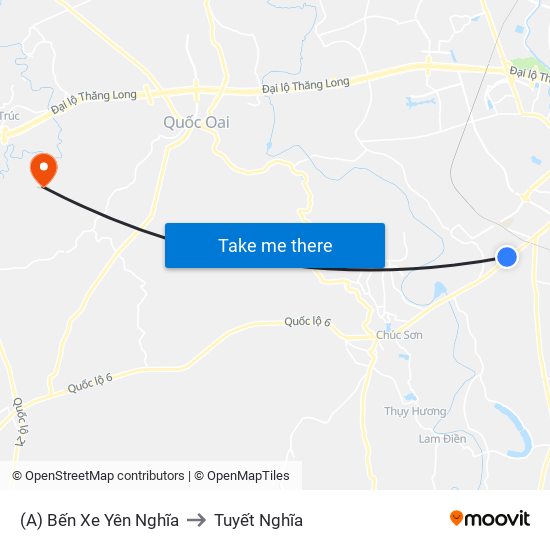 (A) Bến Xe Yên Nghĩa to Tuyết Nghĩa map